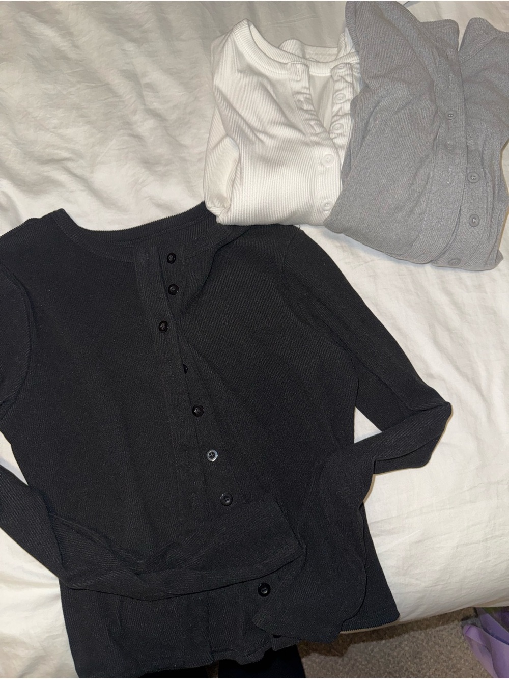 Target Women’s Long Sleeve Button-Front Tops - Black, White, Gray